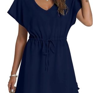 Yincro Navy Blue Swimsuit Cover Up Tassel Hem Beach Dress | Size XL | NWT